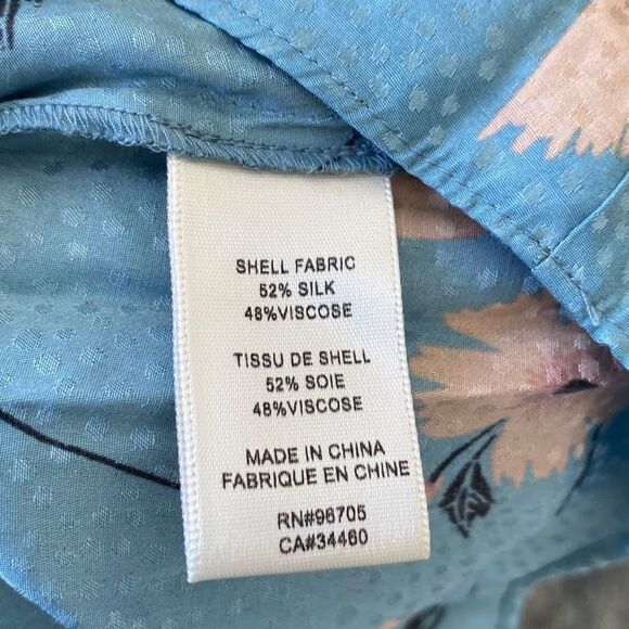 Rebecca Taylor Daniela Silk Blend Sleeveless Floral Blouse Tank Top Blue XS - Picture 11 of 13